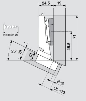 CLIP top BLUMOTION Negative Angled Hinge, image 1