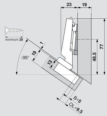CLIP top BLUMOTION Negative Angled Hinge, image 3