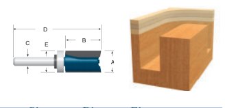 Carbide-Tipped Top Bearing Straight Trim Bits