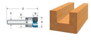 Carbide-Tipped Top Bearing Dado Clean Out Bit