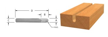 Solid Carbide 2 Flute Veining Bit