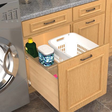 Wood Bottom Mount Pull-Out Hamper