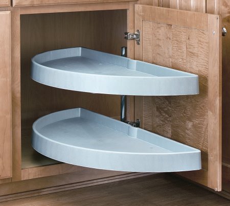 Polymer Half-Moon Blind Corner Lazy Susan Shelf Sets