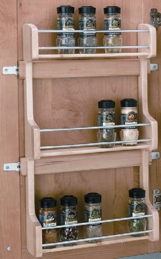 Door Mount Wood Spice Rack